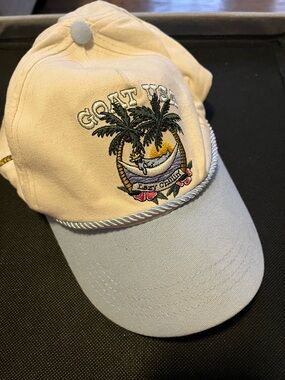 GOAT USA Lazy Chillin' Embroidered Beige & Light Blue Baseball Cap